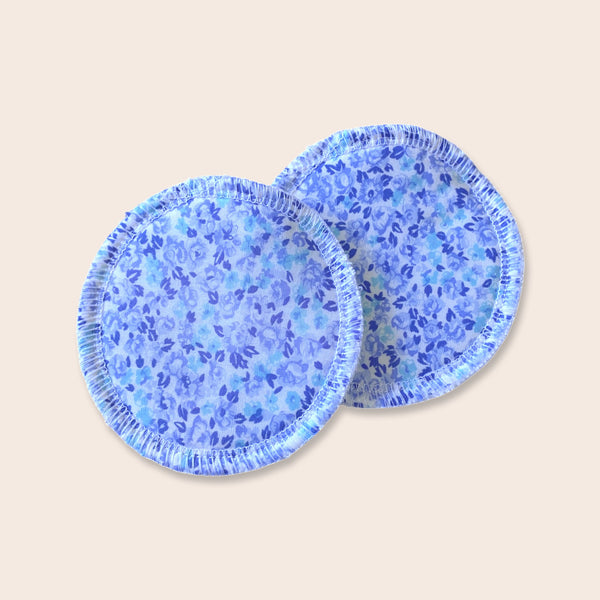 Blue Floral Washable Breast Pads (Regular)