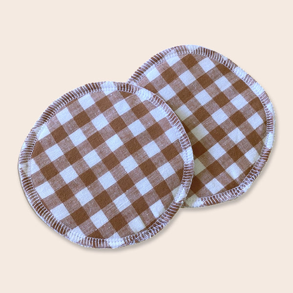 Pecan Gingham Washable Breast Pads (Large)