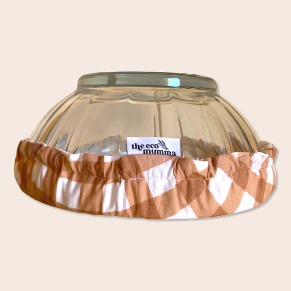 Rust Gingham Salad Bowl Cover