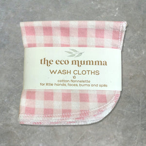 Pink Gingham Wash Cloths