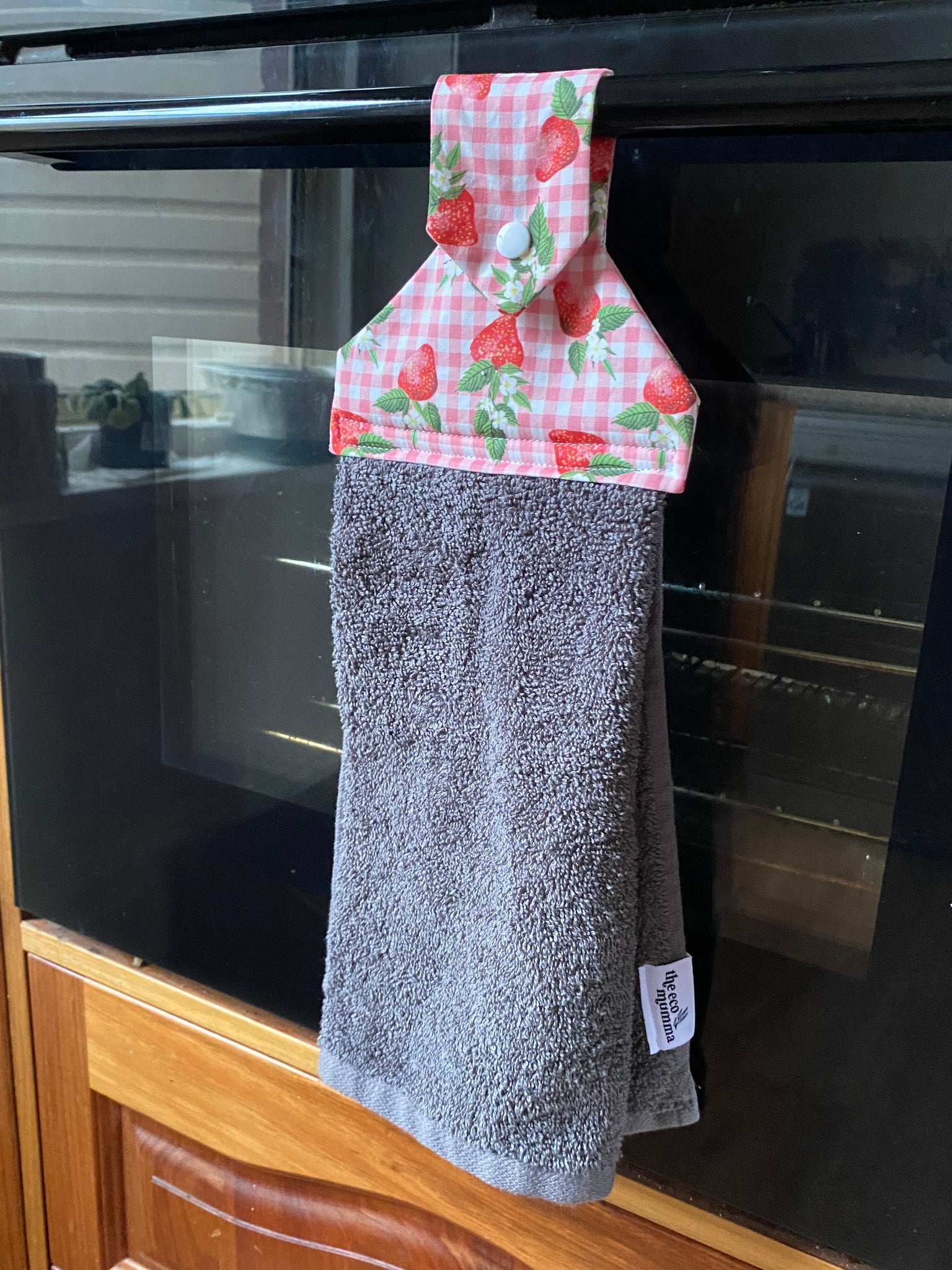 Strawberry Gingham Hanging Towel